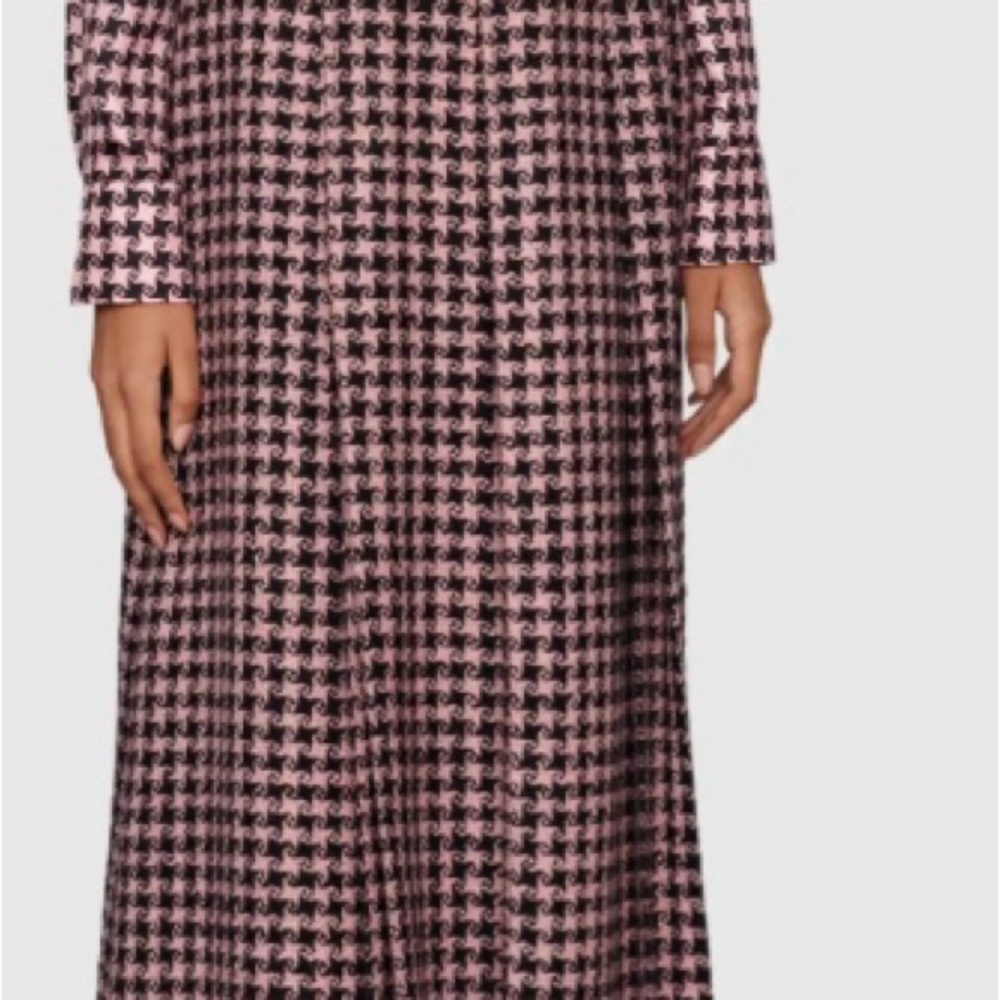 Gucci pink and black herringbone check pleated detail skirt
